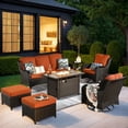 thumbnail image 1 of Ovios 7 Pieces Patio Furniture Set with Fire Pit Table Wicker Outdoor Sectional Conversation Set with Swivel Chair for Backyard, 1 of 9