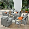 thumbnail image 1 of Ovios 7 Pieces Patio Glider Chair Set Outdoor Swivel Rocking Chairs with Side Table,Dark Gray, 1 of 7