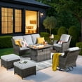 thumbnail image 1 of Ovios 7 Stainless Steel Durable Outdoor Conversation Sets with Chair and Table, Gray/Gray, 1 of 9