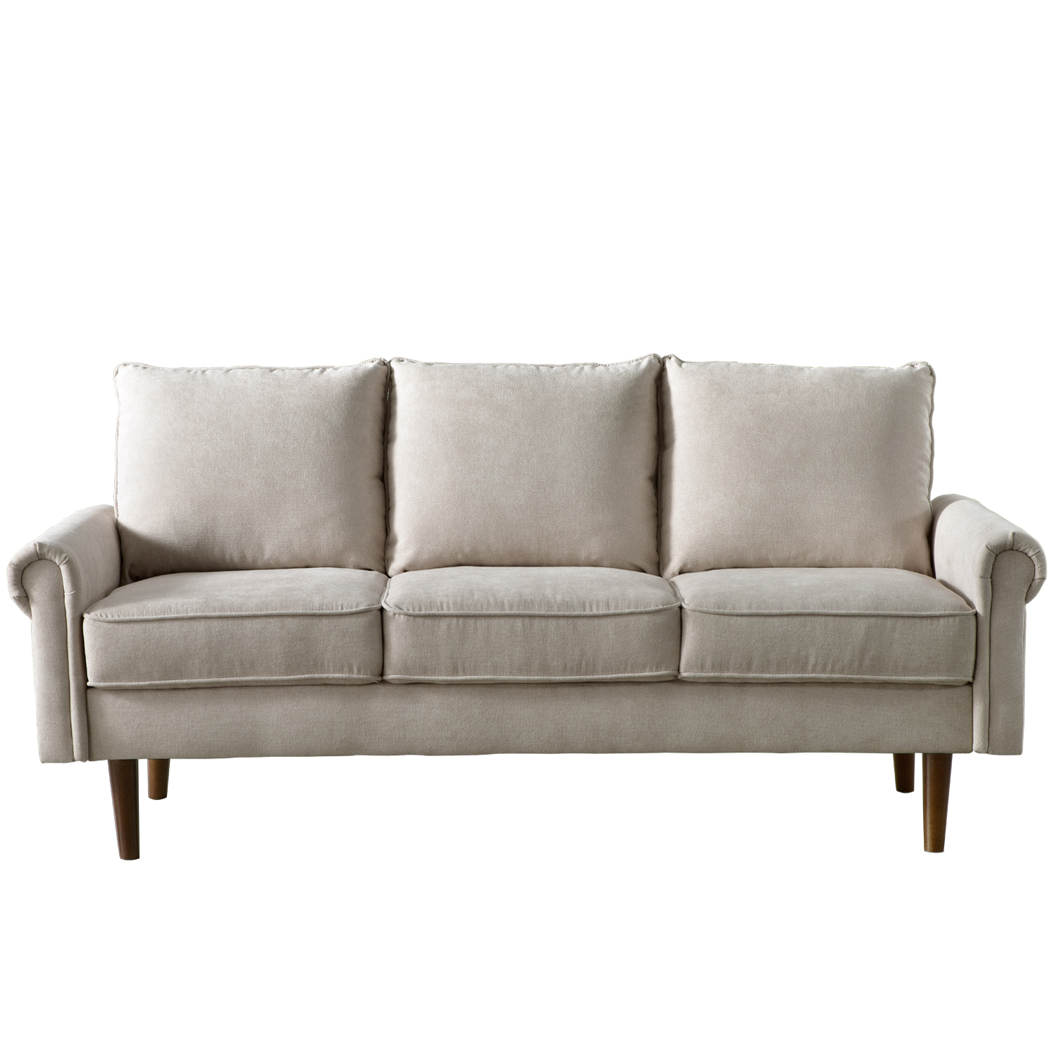 Ovios 74 inch Small Sectional Sofa MidCentury Modern Suede Fabric 3