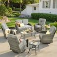 thumbnail image 1 of Ovios 8 Pieces Outdoor Patio Furniture Set High Back All Weather Wicker Conversation Set with Swivel Chairs & Coffee Table, Dark Gray, 1 of 10