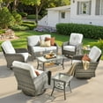 thumbnail image 1 of Ovios 8 Pieces Outdoor Patio Furniture Set High Back All Weather Wicker Conversation Set with Swivel Chairs & Coffee Table, Gray, 1 of 9