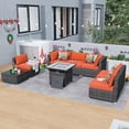 thumbnail image 1 of Ovios 8 Pieces Outdoor Patio Furniture with 30 inch Fire Pit Table All Weather Wicker Conversation Set for Porch, 1 of 2