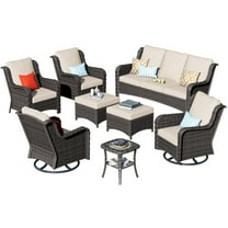 Ovios 8 Pieces Outdoor Patio Furniture with Swivel Chairs Wicker Patio Sectional with Sofa for Backyard