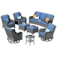 thumbnail image 1 of Ovios 8 Pieces Outdoor Patio Furniture with Swivel Chairs Wicker Patio Sectional with Sofa for Backyard, 1 of 5