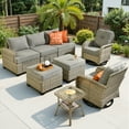 thumbnail image 1 of Ovios 8 Pieces Outdoor Patio Sectional Furniture All-Weather Rattan Wicker Conversation with Swivel Glider Rocking Chair Patio Sofa Outdoor Chairs for Backyard Balcony, 1 of 9