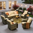 thumbnail image 1 of Ovios 8 Pieces Patio Furniture Set Outdoor Conversation All-Weather Rattan Sectional Sofa with Swivel Chairs & Solar Light Table, 1 of 11