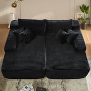 Ovios 81" Sectional Couch Modern Convertible Sectional Sofa,Upholstered Floor Sleeper Sofa Loveseat for Living Room, Bedroom,Black