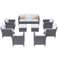 thumbnail image 1 of Ovios 9 Piece Outdoor Furniture All Weather Patio Conversation Chair Set Wicker Sectional Sofa with Soft Cushions for Garden Backyard (Gray), 1 of 5