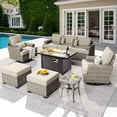 thumbnail image 1 of Ovios 9 Pieces Outdoor Patio Furniture with Gas Propane Fire Pit Table All-Weather Rattan Wicker Conversation Set with Swivel Rocking Chair & Ottoman for Backyard, 1 of 11