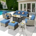 thumbnail image 1 of Ovios 9 Pieces Outdoor Patio Furniture with Gas Propane Fire Pit Table All-Weather Rattan Wicker Conversation Set with Swivel Rocking Chair & Ottoman for Backyard, 1 of 9