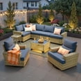 thumbnail image 1 of Ovios 9 Pieces Outdoor Patio Furniture with Swivel Chairs High-Back All-Weather Rattan Wicker Conversation Set Outdoor Sectional with Solar Light Coffee Table, 1 of 9