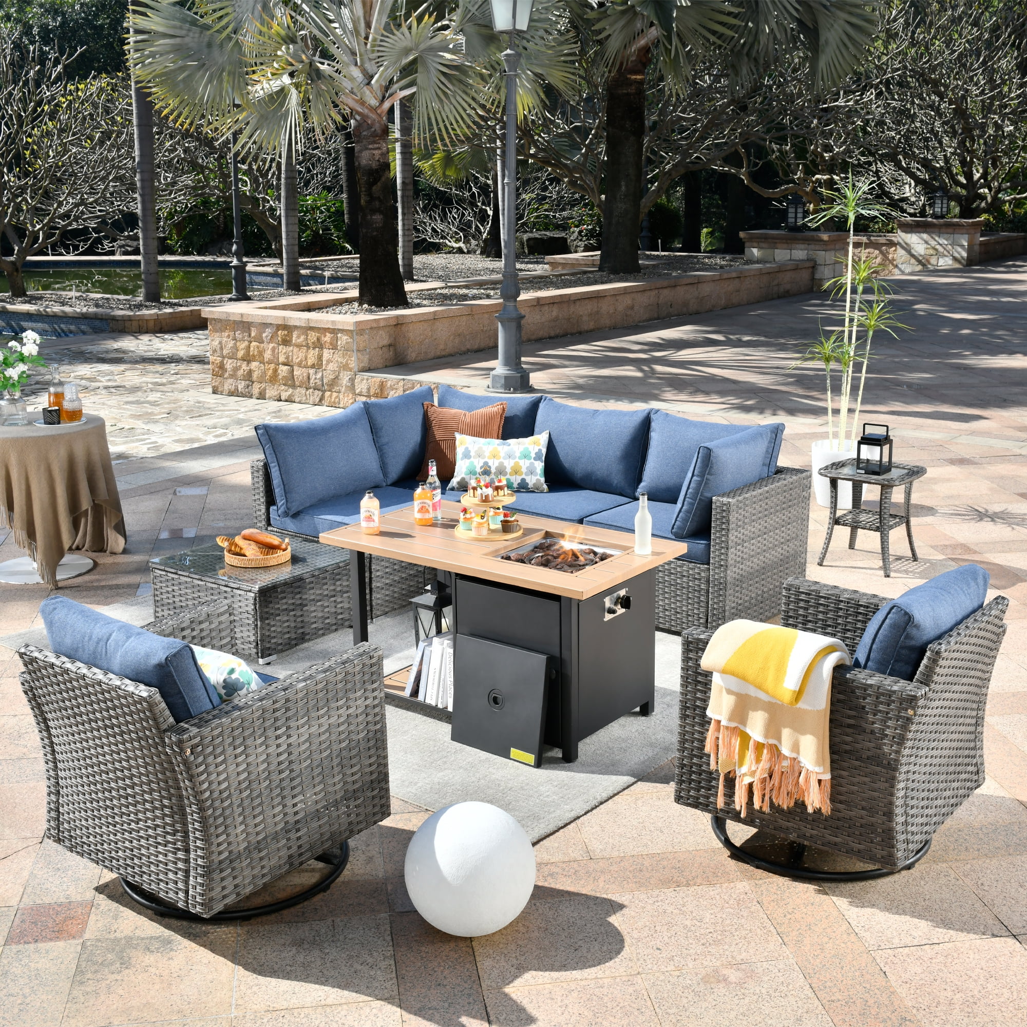 Matara rattan corner dining sofa set with armchairs in grey best sale