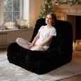 thumbnail image 1 of Ovios Bean Bag Chair Oversized Giant Lazy Floor Sofa Togo Couch for Adults and Kids Plush Faux Cloud Fireside Chair for Living Room Bedroom Dorm Office,Black, 1 of 9