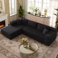 thumbnail image 1 of Ovios Corduroy Sectional for Living Room Modular Black Sleeper Sectional Couches and Sofas with Chaise Lounge Modern 104" Oversized L-Shape Sofa No Assembly Required, 1 of 10