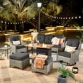 thumbnail image 1 of Ovios High-Back Outdoor Patio Furniture with Fire Pit 7 Pieces All Weather Wicker Conversation Furniture with Rocking Swivel Chair for Backyard, 1 of 8