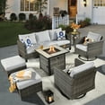 thumbnail image 1 of Ovios 7 Pieces Outdoor Furniture with 50,000 BTU Fire Pit Table All Weather Wicker Patio Conversation Set with Swivel Rocker, 1 of 9