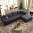 Ovios Plush Corduroy Sectional for Living Room Modular Gray Sleeper