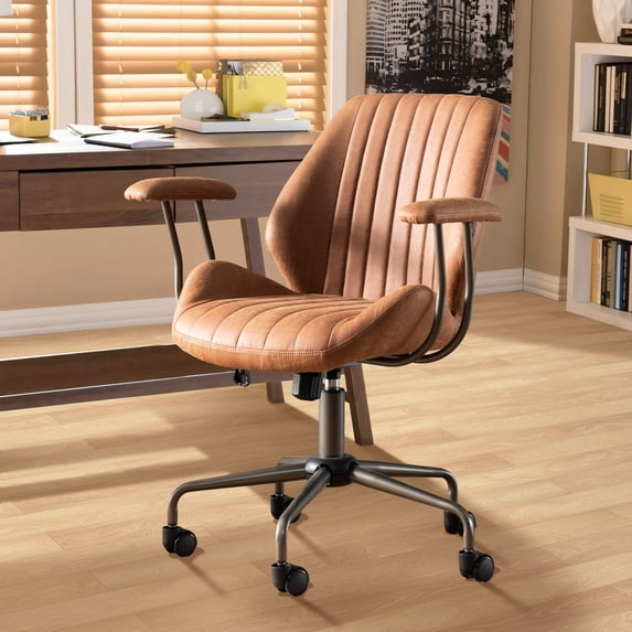 Ovios Office Chair Ergonomic Height Adjustable Home Computer Chair Rolling Swivel Task Chairs with Suede Leather