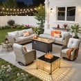 thumbnail image 1 of Ovios 11 Pieces Patio Furniture Set All-Weather Wicker Outdoor Sectional with 54" Fire Pit, Swivel Chairs & Solar Table, 1 of 10