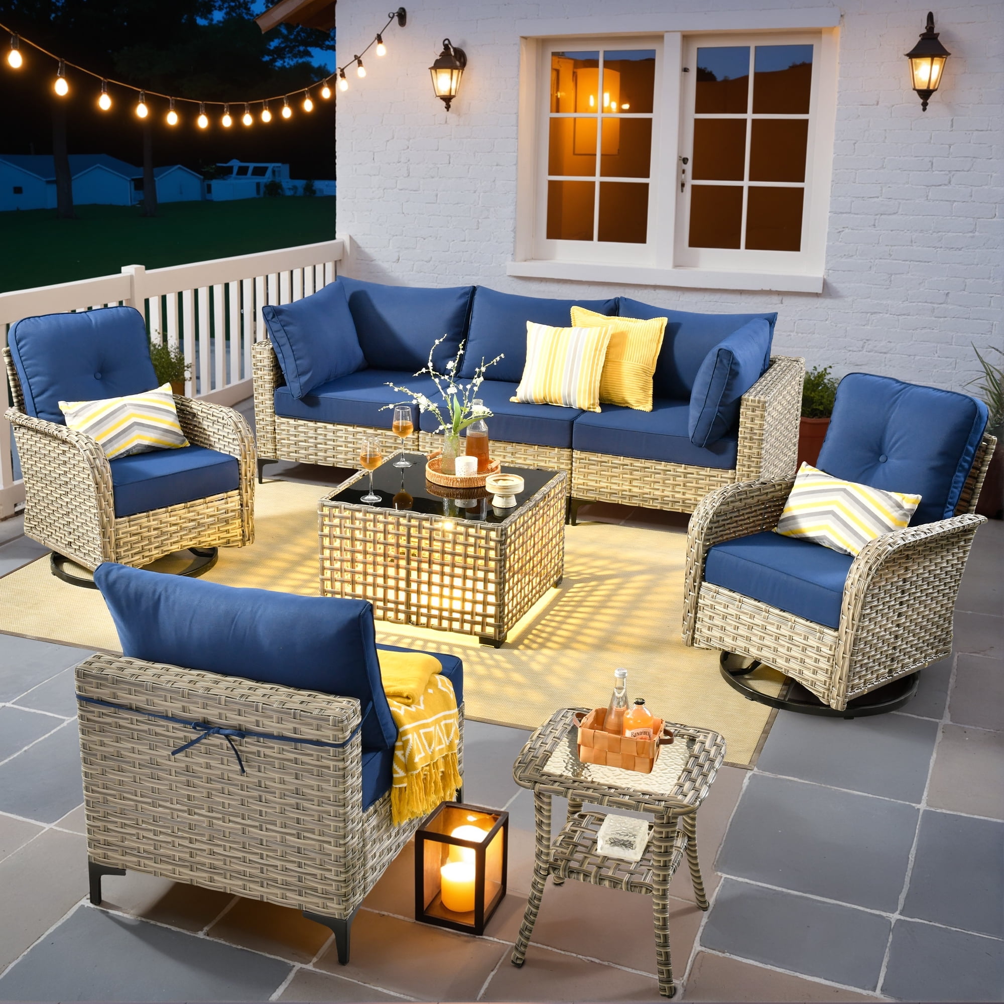 Ovios 8 Pieces Patio Outdoor Furniture Conversatio