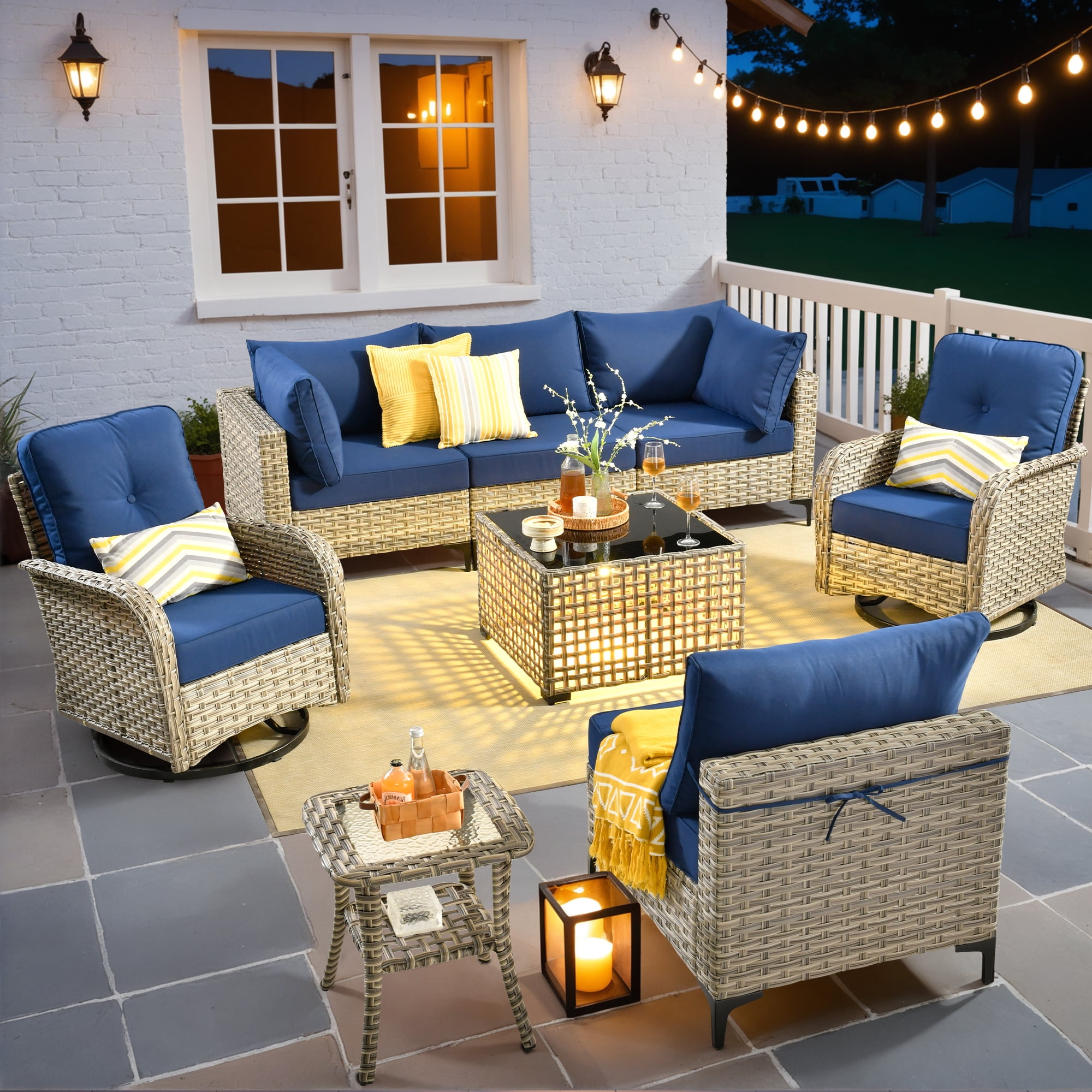 Ovios 8 Pieces Patio Outdoor Furniture Conversatio