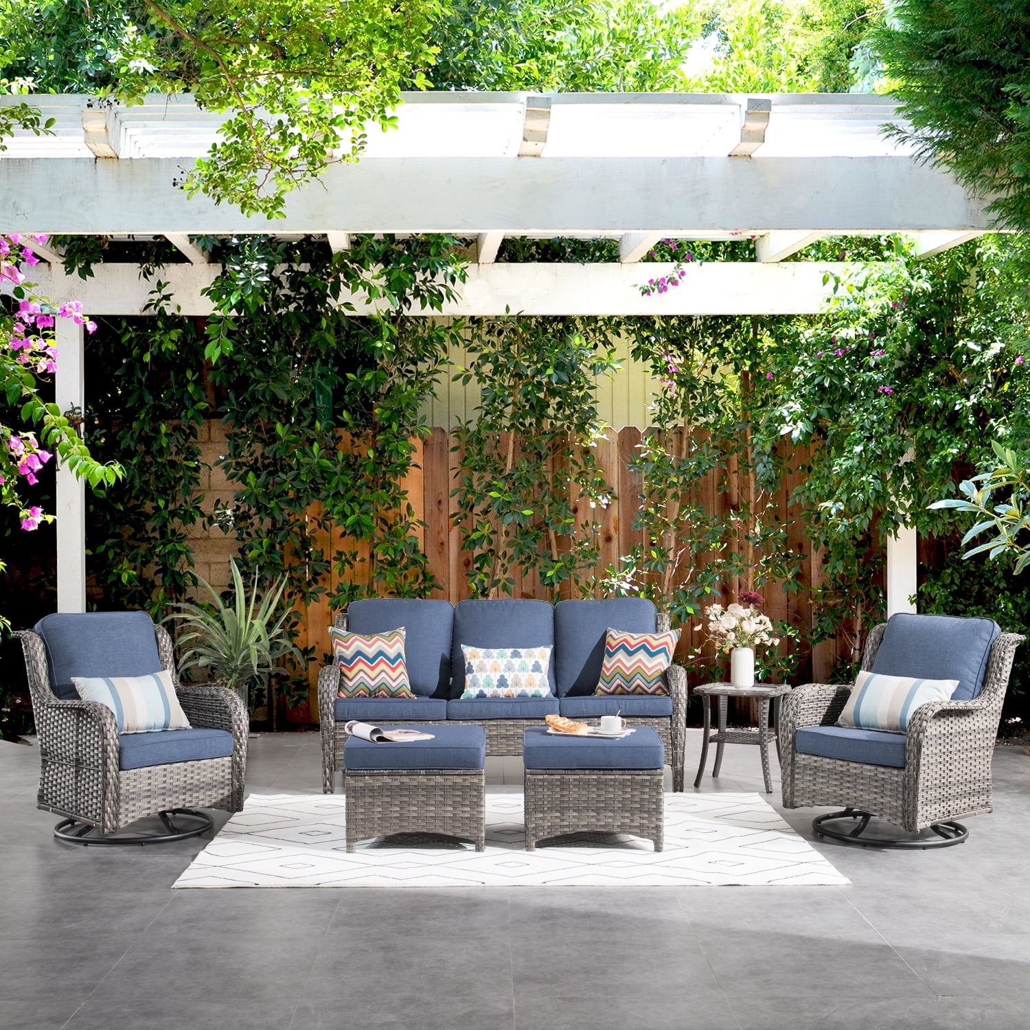 Walmart exclusive discounts  Ovios 6 Pieces Patio Furniture Set with Swivel Chairs High-Back All-Weather Rattan Wicker Conversation Set Outdoor Sectional Sofa and Chairs for Backyard - Shop  Black Friday Deals for 2024!