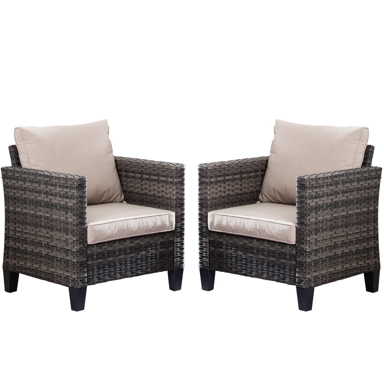 Ovios Rattan Outdoor Patio Chairs Set - 2 Pieces, All-Weather High Back ...