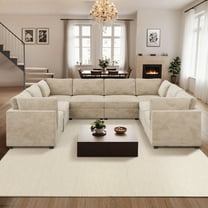 Ovios Oversized Modular Sectional Sofa Couch 130.7 Inch 8 Seater U Shaped Sofa Modern Deep Seat Cloud Corduroy Couches for Living Room,Office, Beige