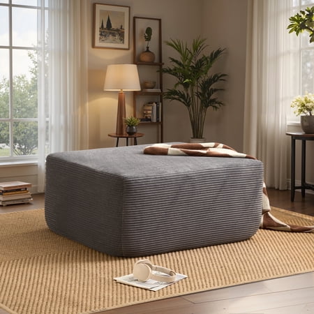 Ovios Oversized Ottoman Footrest for Sofa Large Corduroy Pouf Ottoman Coffee Table Rectangle Floor Bench Extra Seating for Living Room, No Assembly, Gray price history and forecast - Ovios VIVI900-3