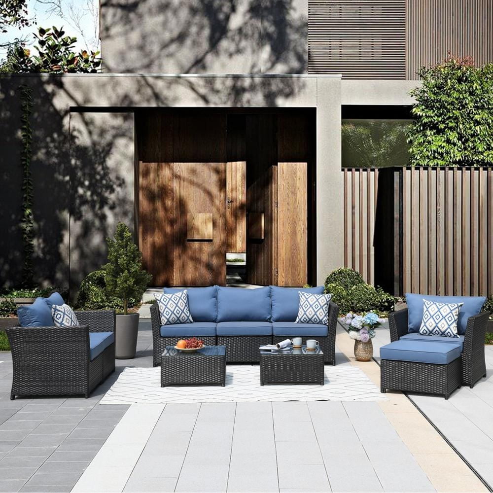 Ovios Patio Furniture Set 9 Pieces PE Rattan Outdoor Furniture