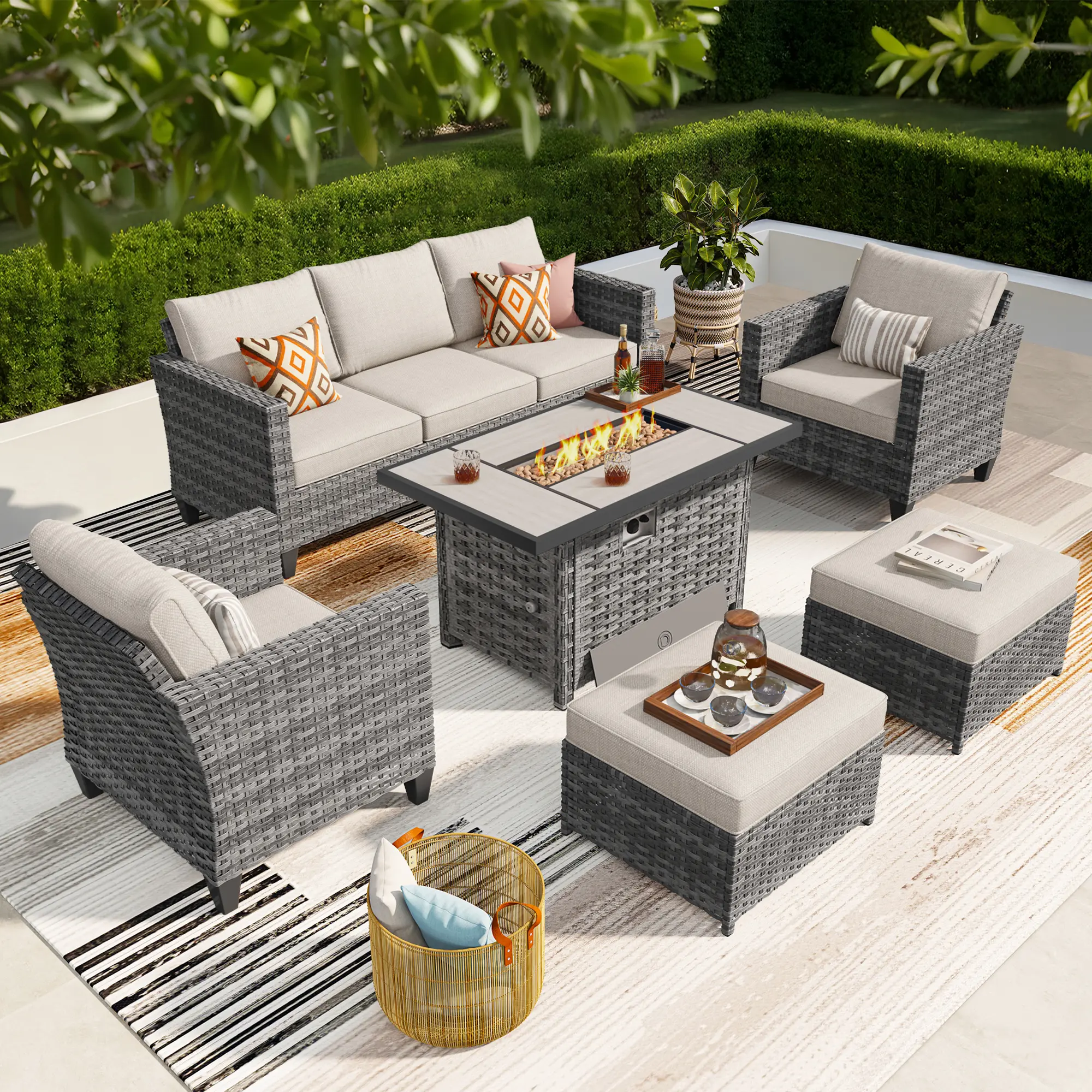 Conversation patio set with fire pit sale