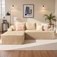 thumbnail image 1 of Ovios Corduroy L-Shaped Sectional Sofa with Chaise, No Assembly Required, Modular Comfy Couch, Beige(Left Facing Chaise), 1 of 9