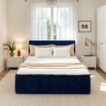 thumbnail image 1 of Ovios Boneless Beds Furniture, Queen Bed Frame with Mattress and Headboard Set, 16.7" Plush Corduroy Cloud Bed, Medium Firm, No Assembly, Blue, 1 of 13