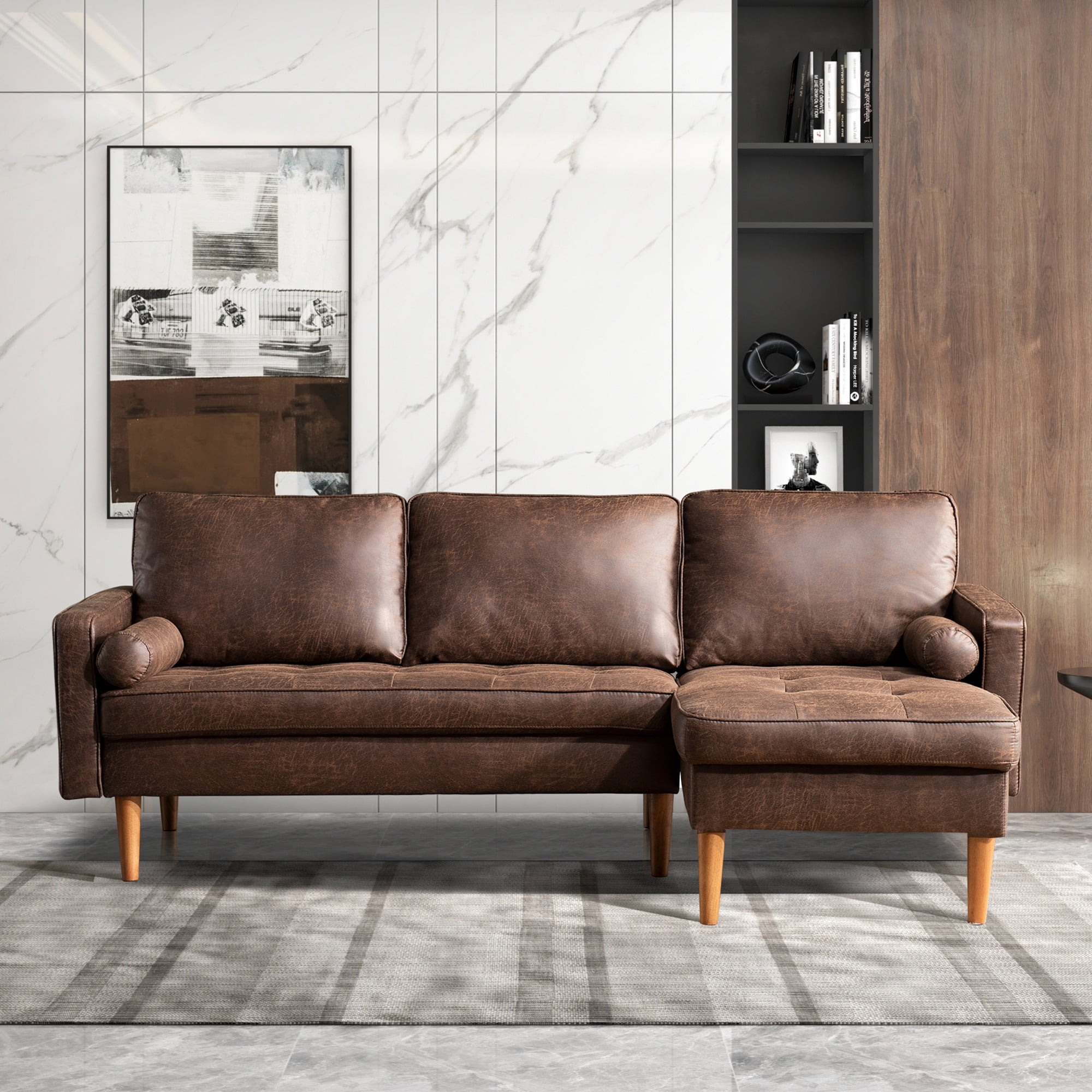 Ovios Sectional Couch Modern 83" L shaped Couches with Chaise Faux