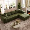 thumbnail image 1 of Ovios Sherpa Sectional for Living Room Modular Green Sleeper Sectional Couches and Sofas with Chaise Lounge Modern 104" Oversized L-Shape Sofa No Assembly Required, 1 of 10