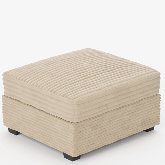 Ovios 31.8" Square Ottoman Footrest for Sofa Upholstered Plush Corduroy Padded Foot Stool Pouf with Legs for Living Room, Beige