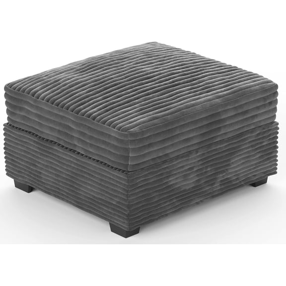 Ovios 31.8" Square Ottoman Footrest for Sofa Upholstered Plush Corduroy Padded Foot Stool Pouf with Legs for Living Room, Gray