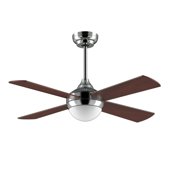 Ovlaim 48inch Modern Brown Indoor Ceiling Fan with Light and Remote, 4 Blades, Brushed Nickel Steel