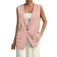 thumbnail image 1 of Ovticza 2024 Summer Sleeveless Blazer Jackets for Women Lightweight Fashion Casual Open Front Work Office Vest Tops Pockets Pink S, 1 of 9
