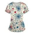 thumbnail image 1 of Ovticza 4th Of July Gift Scrub Tops V Neck Short Sleeve Patriotic T-Shirts Pediatric Nursing Shirts with Two Pockets Khaki M, 1 of 4