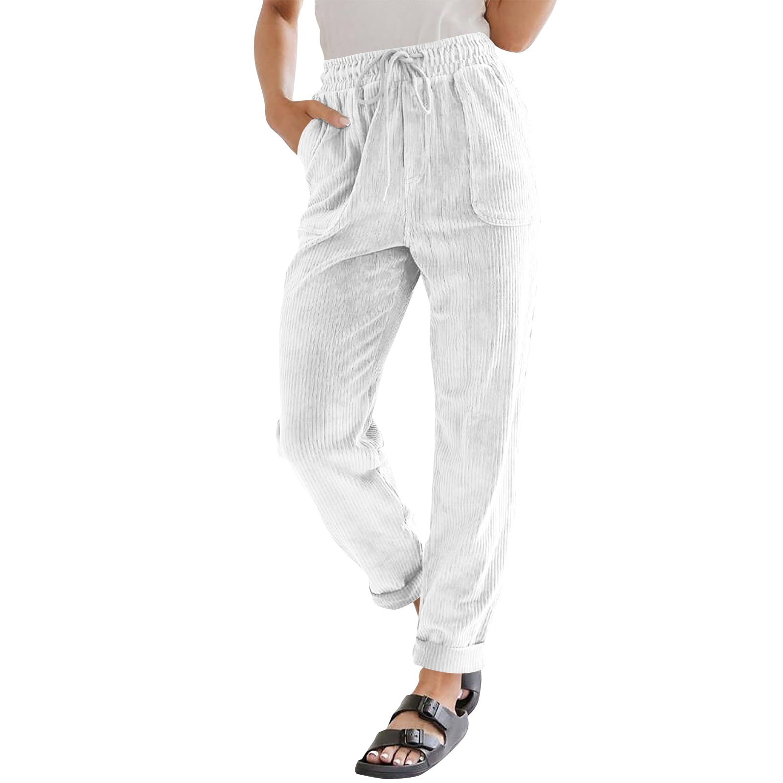 Ovticza Corduroy Pants Women High Waisted Dress Pants Casual Baggy