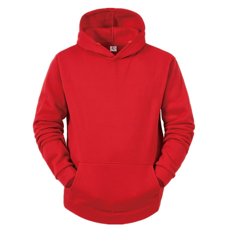 Plain Red Hoodie Size L : : Fashion