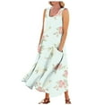 thumbnail image 1 of Ovticza Cute Summer Dresses for Women Trendy Boho Flowy Maternity Maxi Dresses Floral Tank Long Sundresses Sleeveless Cotton Linen Sundresses Over 50 with Pockets Light Blue 4XL, 1 of 7