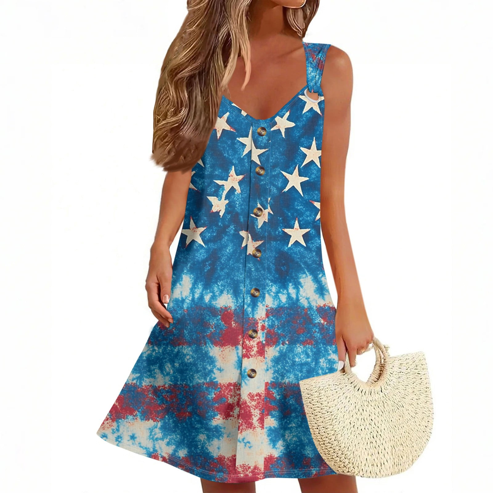 Ovticza Festival Dress V Neck Sleeveless Mini Dresses for Women Sexy ...
