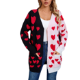 thumbnail image 1 of Ovticza Heart Cardigans Women Valentine Cardigan Oversized Cute Love Print Sweater Cardigans Casual Knit Sweaters Black M, 1 of 7