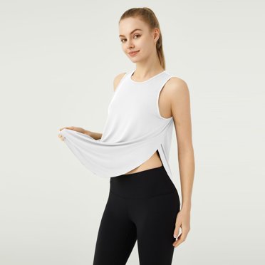 Ovticza Ice Silk Workout Tank Tops for Women Cool-Dry Sleeveless Loose Fit Yoga Shirts Athletic White XL