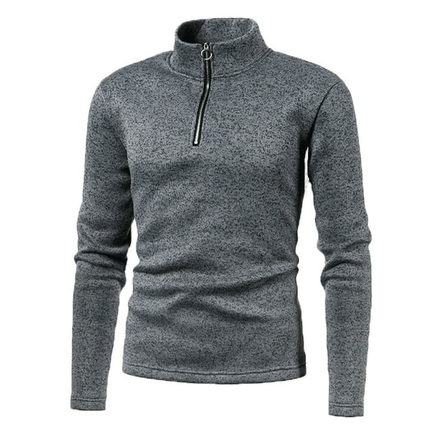 Ovticza Men's Quarter-Zip Pullover Polar Fleece Sweatshirt Stand Collar Long Sleeve Shirt for Men Thermal Winter Fall Dark Gray XL