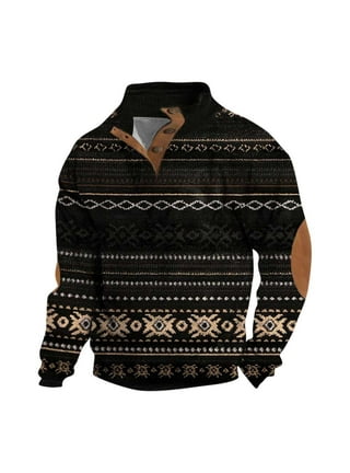 Men Winter Thick Chunky Knit Long Sleeve Sweater Vintage Elbow