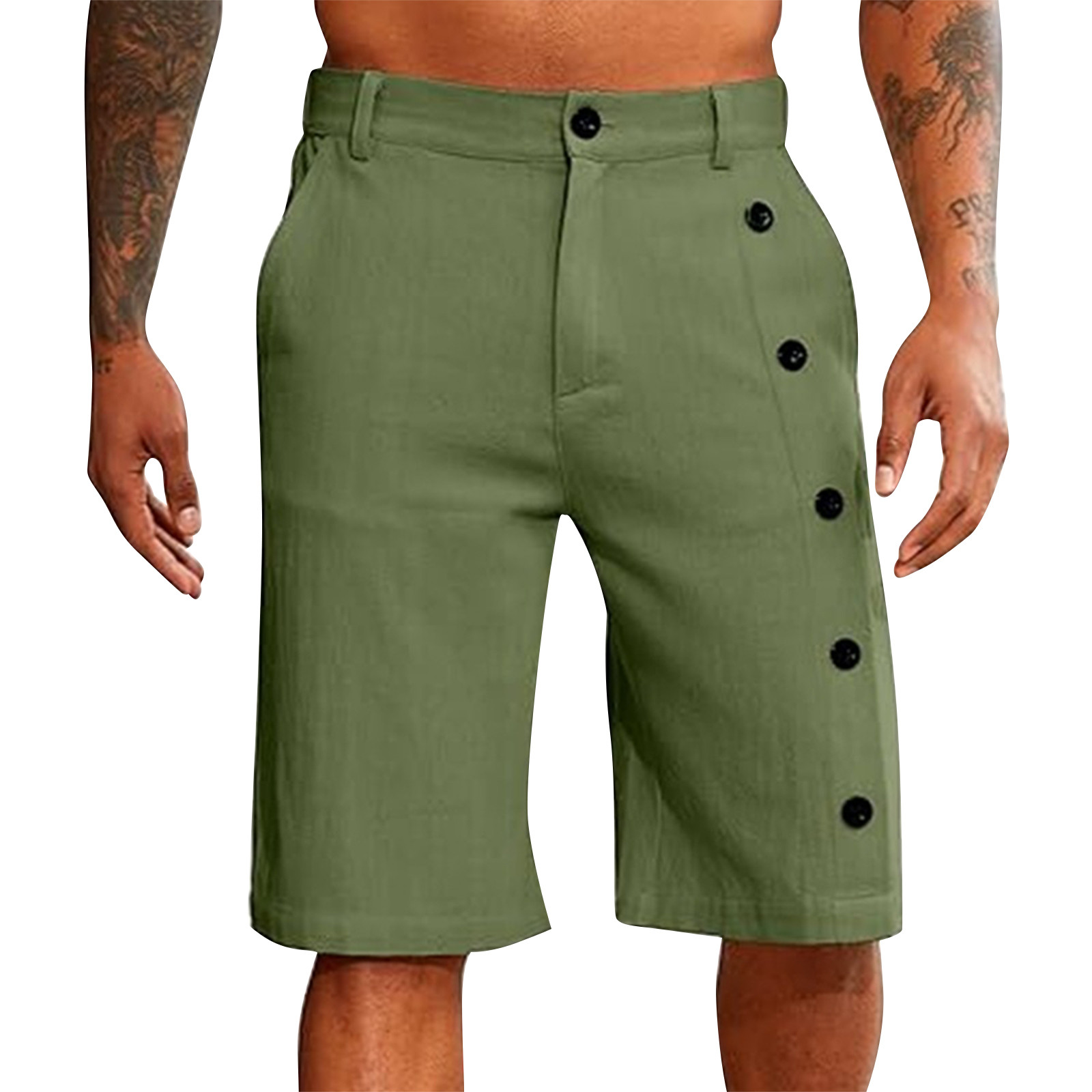 Ovticza Shorts for Men Classic Slim Fit Workout Shorts Summer Button